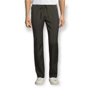 VINCE Track-Stripe Green Pull On Tie Waist Tapered Comfy Soft Wool Trousers L